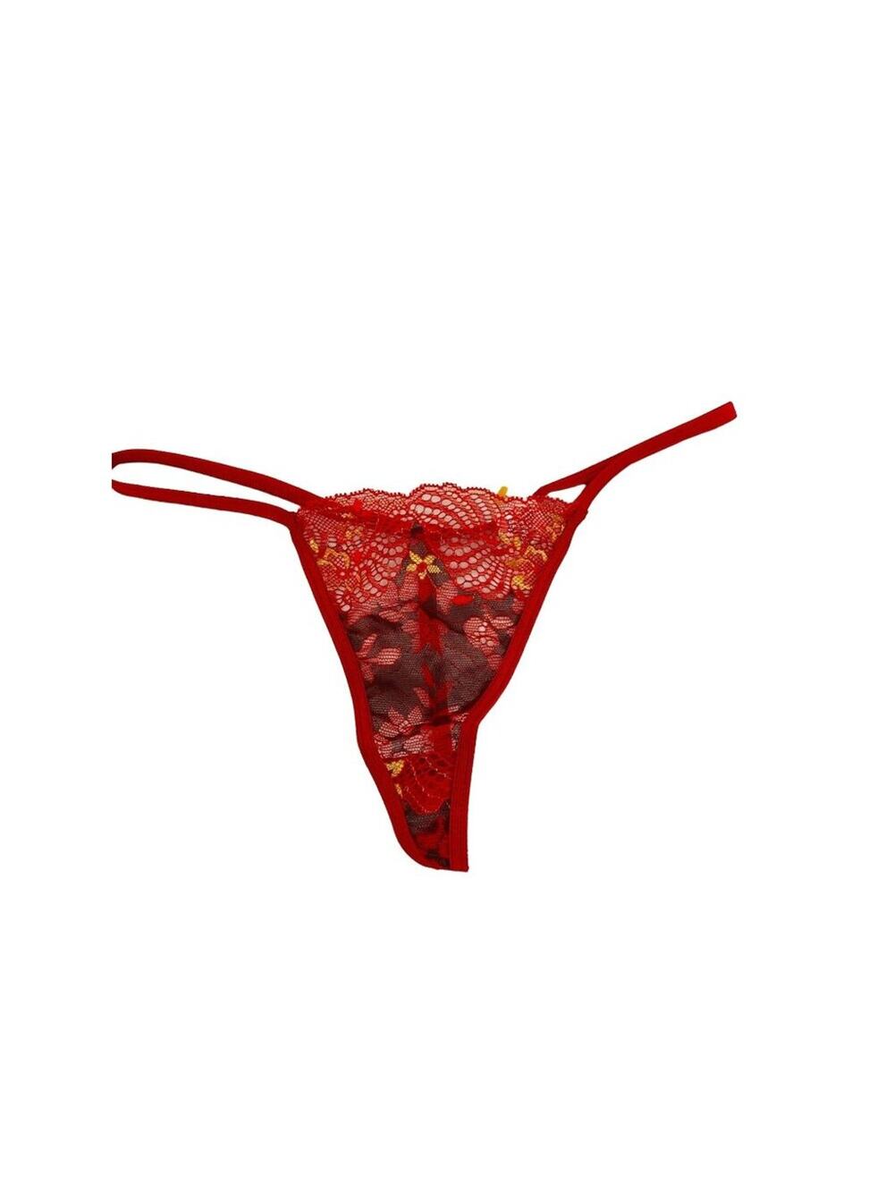 Escante Red Lace G-String Flossy Panty Womens One Size